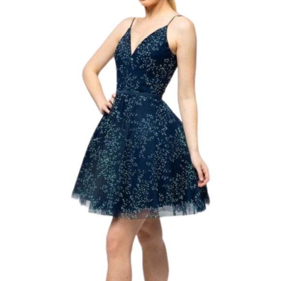 NWT Terani Couture 1912P8083 Cocktail Dress Blue size 0 - Picture 1 of 5